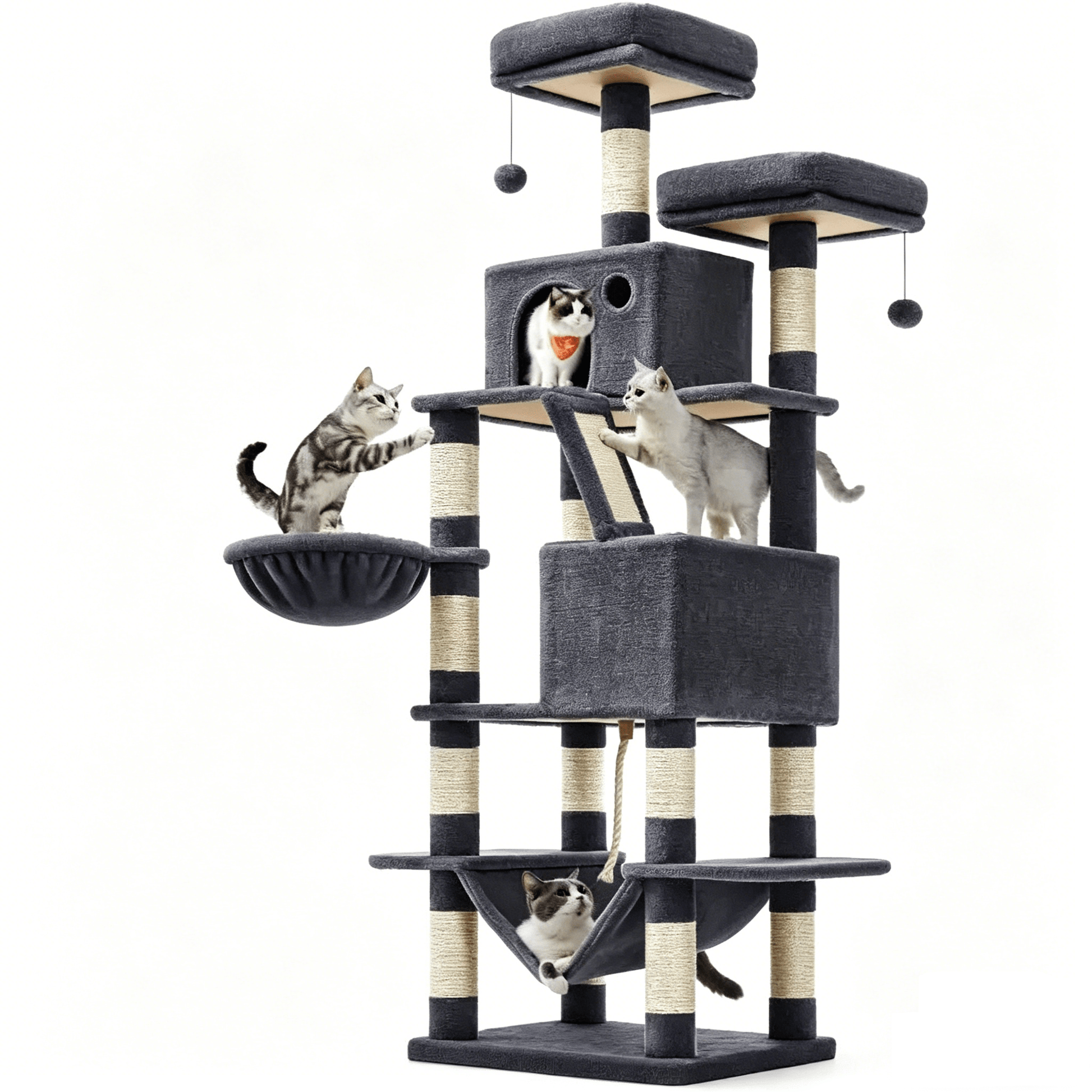 81" Large Cat Tree Tower Multi-Level Condo with Scratching Posts Perches &amp; Hammock CT0881 - with | Sold by Uncle Wiener's Wholesale