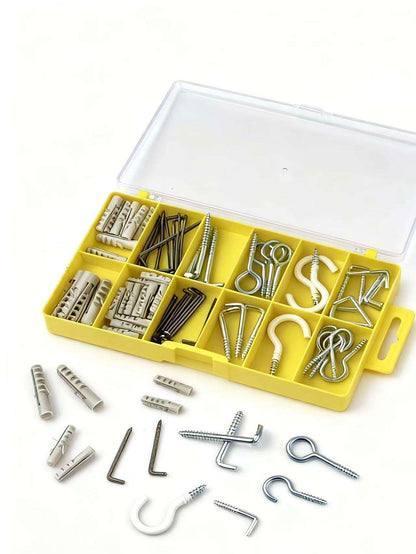 81-Piece Yellow Case Hanging Hook, Screw Hook &amp; Wall Hardware Assortment Kit for Home and Garage HKS81 - with | Sold by Uncle Wiener's Wholesale