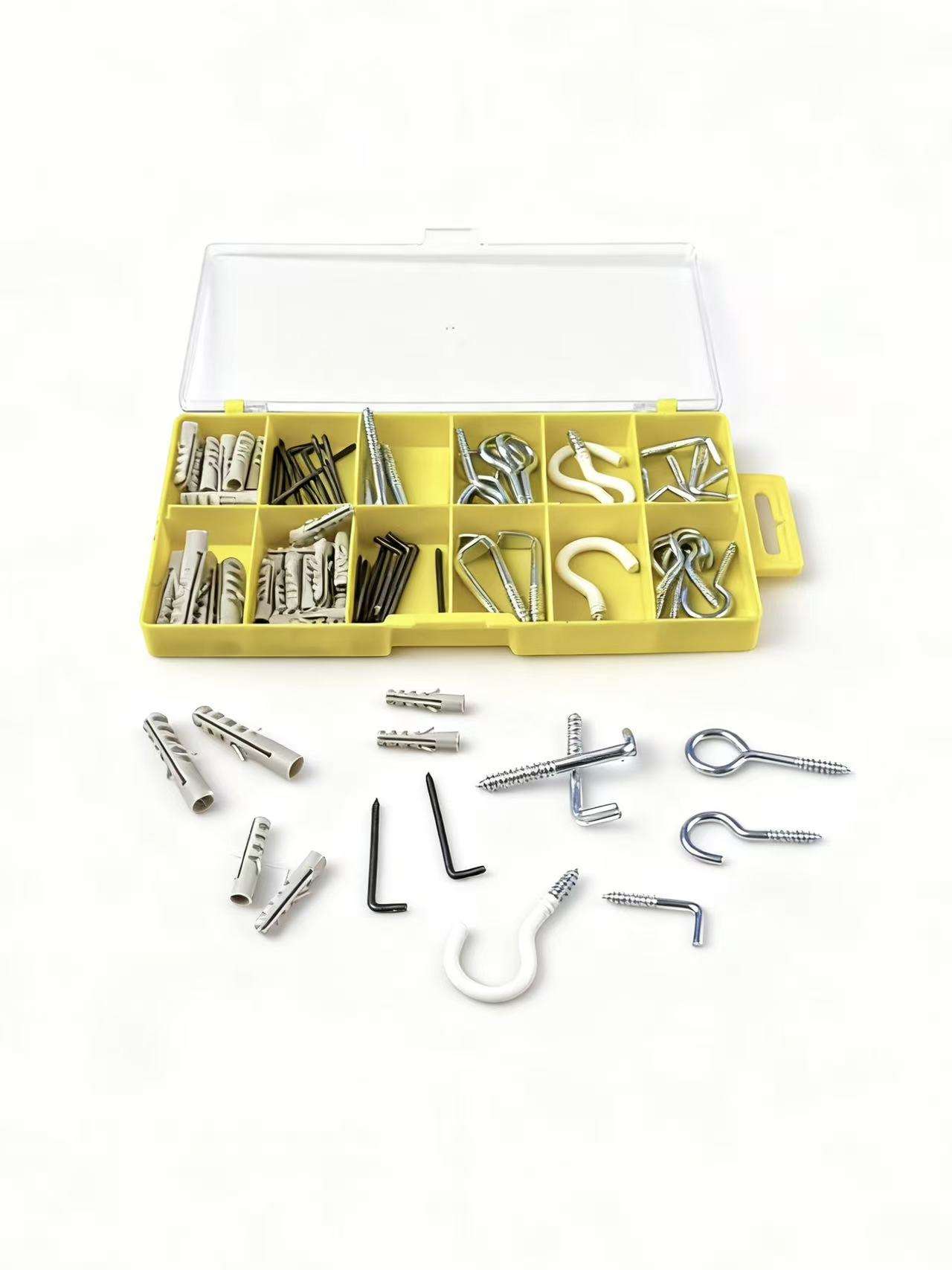 81-Piece Yellow Case Hanging Hook, Screw Hook &amp; Wall Hardware Assortment Kit for Home and Garage HKS81 - with | Sold by Uncle Wiener's Wholesale