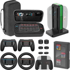 Orzero 14-in-1 Accessories Bundle for Nintendo Switch 2 – Carrying Case, Joy-Con Charging Dock, Game Card Case and Grip Kit