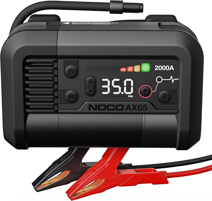 NOCO Boost+Air AX65 2000A Jump Starter with Air Compressor – 12V Lithium Battery Booster & 100 PSI Tire Inflator for Gas & Diesel Vehicles