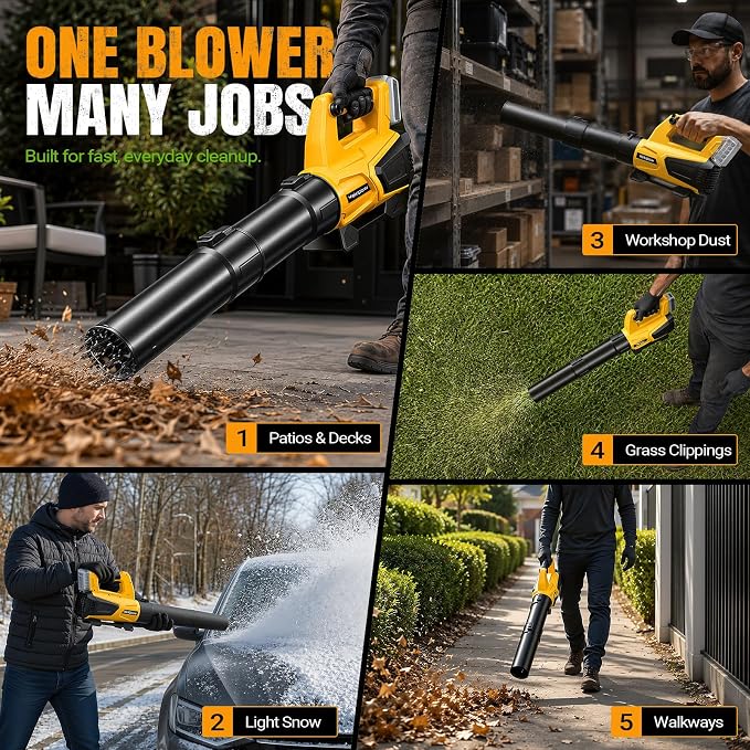 Cordless Brushless Electric Leaf Blower with Battery & Charger – Lightweight Handheld Garden Blower for Lawn Care, Patio, Garage & Yard Cleanup