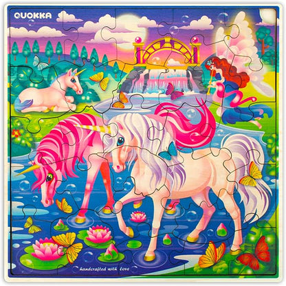 QUOKKA Wooden Unicorn Puzzle for Kids – 28-Piece Jigsaw Puzzle, 21 x 21 cm Educational Toy for Ages 3–8