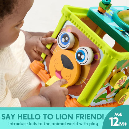 Wooden Montessori Activity Cube – Jungle-Themed Toddler Learning Toy with Music and Lights, Ages 1–3