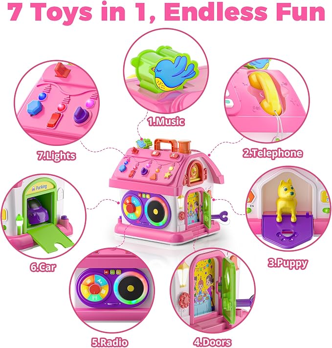 Talkfun Montessori Learning House Toy – Bilingual Musical Educational Activity Toy for Toddlers 1–3 Years