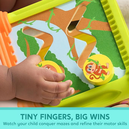 Wooden Montessori Activity Cube – Jungle-Themed Toddler Learning Toy with Music and Lights, Ages 1–3