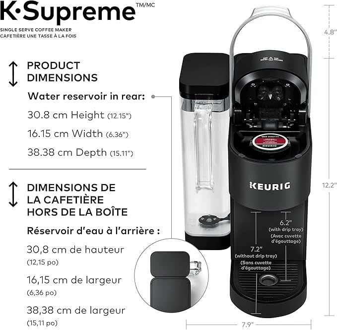 Keurig K-Supreme Single Serve Coffee Maker – K-Cup Pod Brewer with MultiStream Technology, 4 Brew Sizes & 66 oz Dual-Position Reservoir