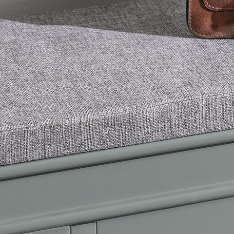 Grey Storage Shoe Bench with Flip Drawers & Cushion Seat – Modern Entryway Cabinet FSR64HG
