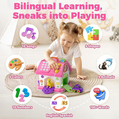 Talkfun Montessori Learning House Toy – Bilingual Musical Educational Activity Toy for Toddlers 1–3 Years