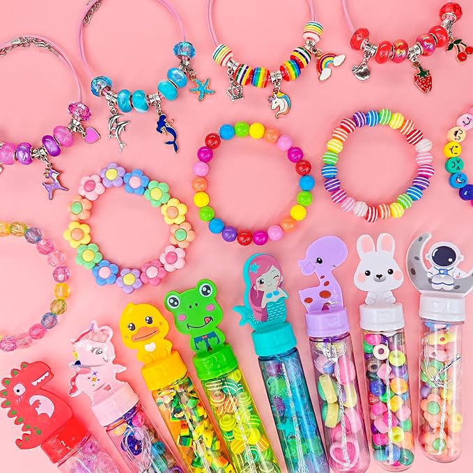 leitait 24-Pack Bracelet Wands Jewellery-Making Kit – Cartoon Charm Bead Craft Party Favours for Kids Ages 4+