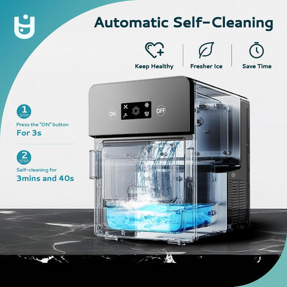 EUHOMY Countertop Sphere Ice Maker – 144 Clear Ice Balls per Day, 4 Ready in 40 Minutes, Self-Cleaning Whiskey Ice Machine