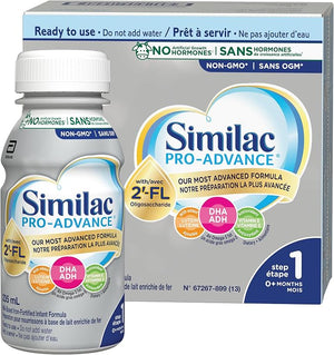 Similac Pro-Advance Step 1 Ready-to-Feed Baby Formula with 2'-FL, DHA & Iron – 16 × 235 mL Bottles (3.76 L), Ages 0–12 Months