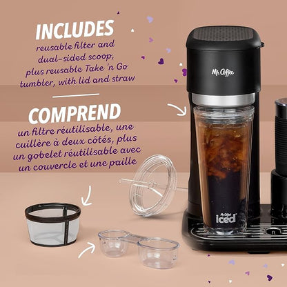 Mr. Coffee 4-in-1 Single-Serve Coffee Maker with Milk Frother – Hot & Iced Coffee, Latte & Cappuccino Machine with Reusable Filter
