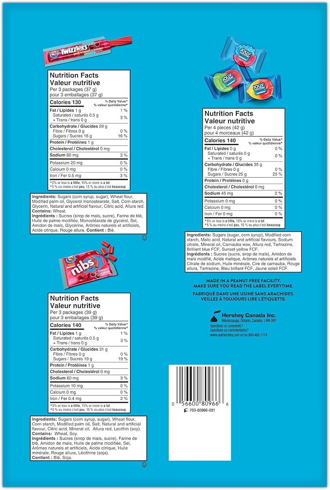 TWIZZLERS & JOLLY RANCHER Candy Variety Pack – 160 Individually Wrapped Snack-Size Candies & Gummies, 1.9 kg