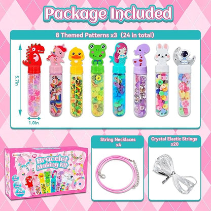 leitait 24-Pack Bracelet Wands Jewellery-Making Kit – Cartoon Charm Bead Craft Party Favours for Kids Ages 4+