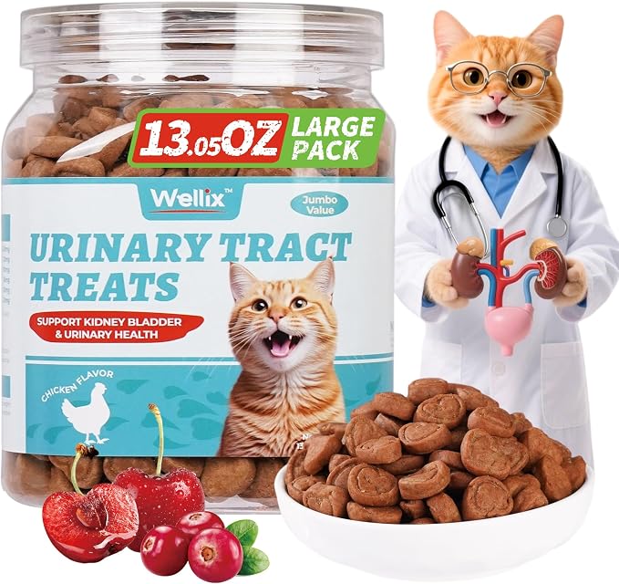 Wellix Urinary Tract Cat Treats 382g – Chicken Flavour Cat & Kitten Snacks with Cranberry, Cherry & Dandelion, 13.5 oz