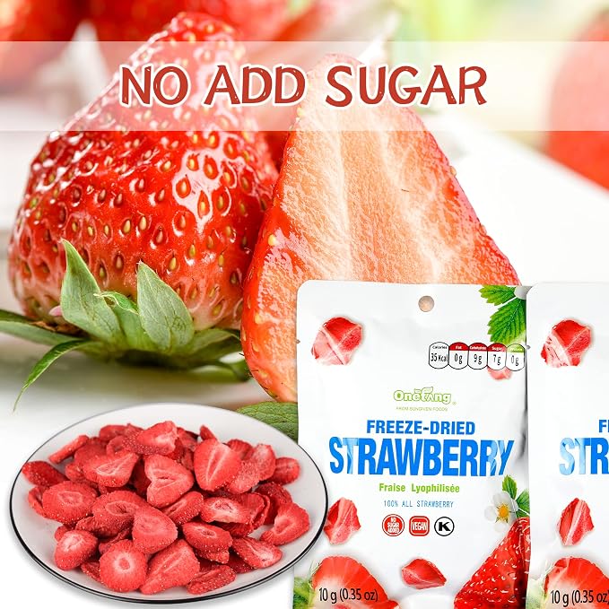ONETANG Freeze Dried Strawberry Yogurt Bites – Crunchy Real Strawberry Yogurt Snack, Single Serve Packs