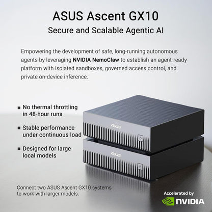 ASUS Ascent GX10 AI Supercomputer – NVIDIA GB10, 128GB Unified Memory, 1TB NVMe – Open Box