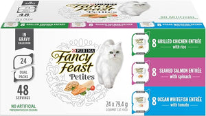 Fancy Feast Petites in Gravy Collection Wet Cat Food Variety Pack – 79.4g Trays, Pack of 24