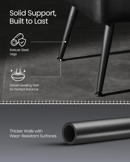 Storage Ottoman Bench with Hidden Storage, Entryway Bench, Bedroom Bench, Upholstered Seat with Safety Hinges and Steel Legs Mid Century Modern Ink Black