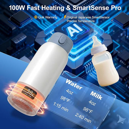 YARUITK Portable Baby Bottle Warmer – 17 oz Travel Milk & Formula Warmer with Digital Temperature Control
