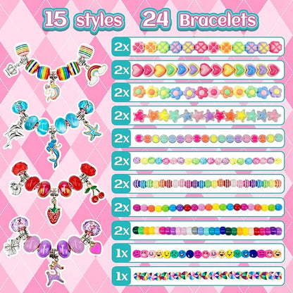 leitait 24-Pack Bracelet Wands Jewellery-Making Kit – Cartoon Charm Bead Craft Party Favours for Kids Ages 4+