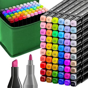 ARTISTRO Dual-Tip Alcohol Markers Set – Brush & Chisel Permanent Art Markers with Carrying Case