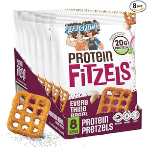 Lenny & Larry’s FITZELS Everything Bagel Protein Pretzels – 20g Plant Protein, Vegan, 85g Bags, Pack of 8