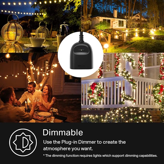 Kasa Smart KP405 Outdoor Wi-Fi Dimmer Plug – IP64 Weather-Resistant, Alexa & Google Assistant, 2.4GHz Wi-Fi