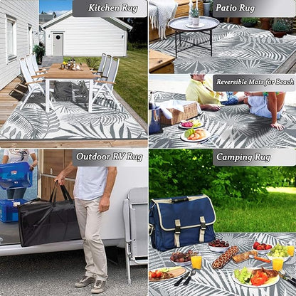 HiiARug Outdoor Rug Waterproof Reversible Patio Mat with Carry Bag