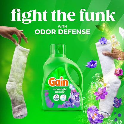 Gain Laundry Detergent Moonlight Breeze – Compatible Laundry Detergent Pods, High Efficiency Washing Machine Detergent, Powerful Stain & Odour Removal