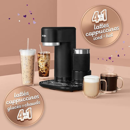 Mr. Coffee 4-in-1 Single-Serve Coffee Maker with Milk Frother – Hot & Iced Coffee, Latte & Cappuccino Machine with Reusable Filter