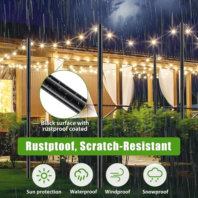 Outdoor Sun Shade Canopy with Steel Poles – UV Protection Shade Sail for Backyard, Patio, Playground, Garden, Deck & Outdoor Events