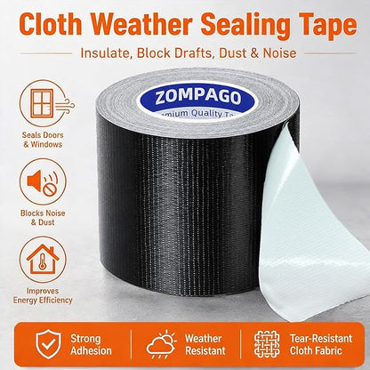 ZOMPAGO Self-Adhesive Weather Stripping Tape – Door and Window Seal Strips