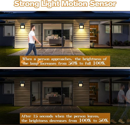 Baiston Outdoor Solar Wall Lights – Dusk-to-Dawn Waterproof LED Wall Sconces with Motion Sensor & Remote Control