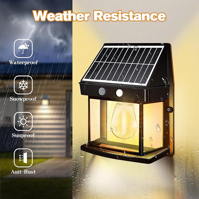 Baiston Outdoor Solar Wall Lights – Dusk-to-Dawn Waterproof LED Wall Sconces with Motion Sensor & Remote Control