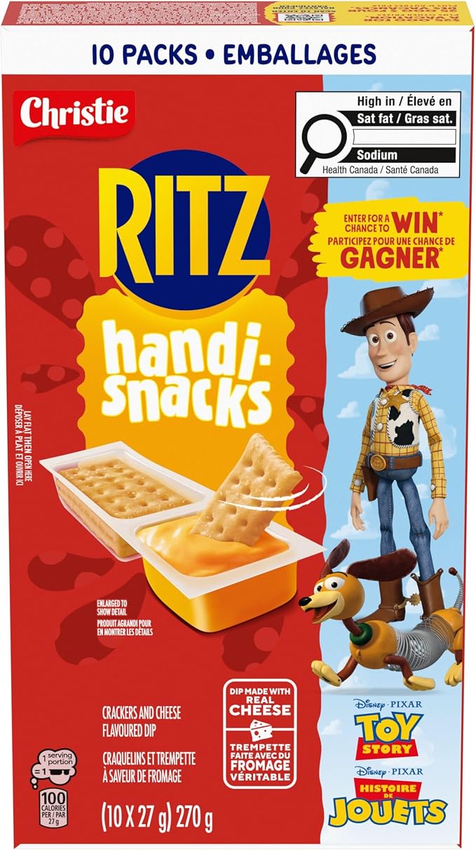 RITZ Handi-Snacks Crackers & Cheese Dip – 10 Individually Packaged Snack Packs, 27g Each, 270g Box – Lunchbox & School Snacks