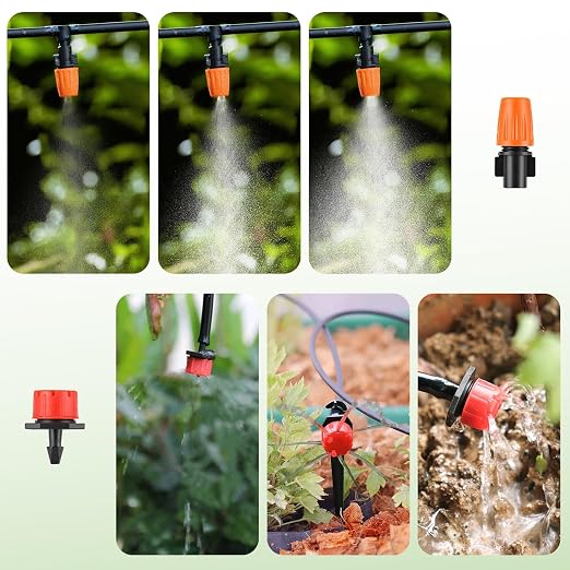 LasTool 164FT Drip Irrigation Kit – 50M Automatic Garden Watering System with 1/4" Tubing, Adjustable Drip Emitters & Mist Sprayer Nozzles