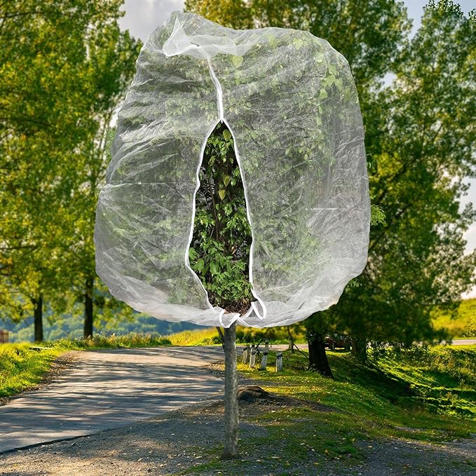 PEUTIER 10 ft x 10 ft Fruit Tree Netting Bag – Garden Bird Net Cover with Zipper and Drawstring