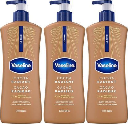 Vaseline Intensive Care Cocoa Radiant Body Lotion – 600 mL Moisturizing Lotion for Dry Skin