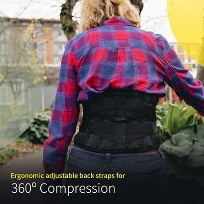 BraceUP Back Brace with Lumbar Pad – Adjustable Lower Back Support Belt for Sciatica, Heavy Lifting & Back Pain Relief