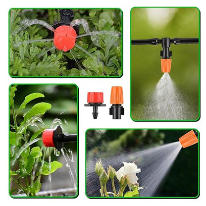 Ambitelligence 164FT Drip Irrigation System – 50M Automatic Garden Watering & Misting Kit with 1/4" Tubing, Adjustable Drippers & Nozzles