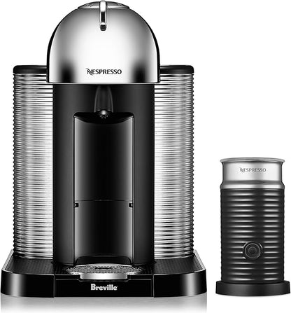 Nespresso Vertuo Coffee & Espresso Machine by Breville with Aeroccino Milk Frother – 4 Brew Sizes, Centrifusion Technology, Chrome