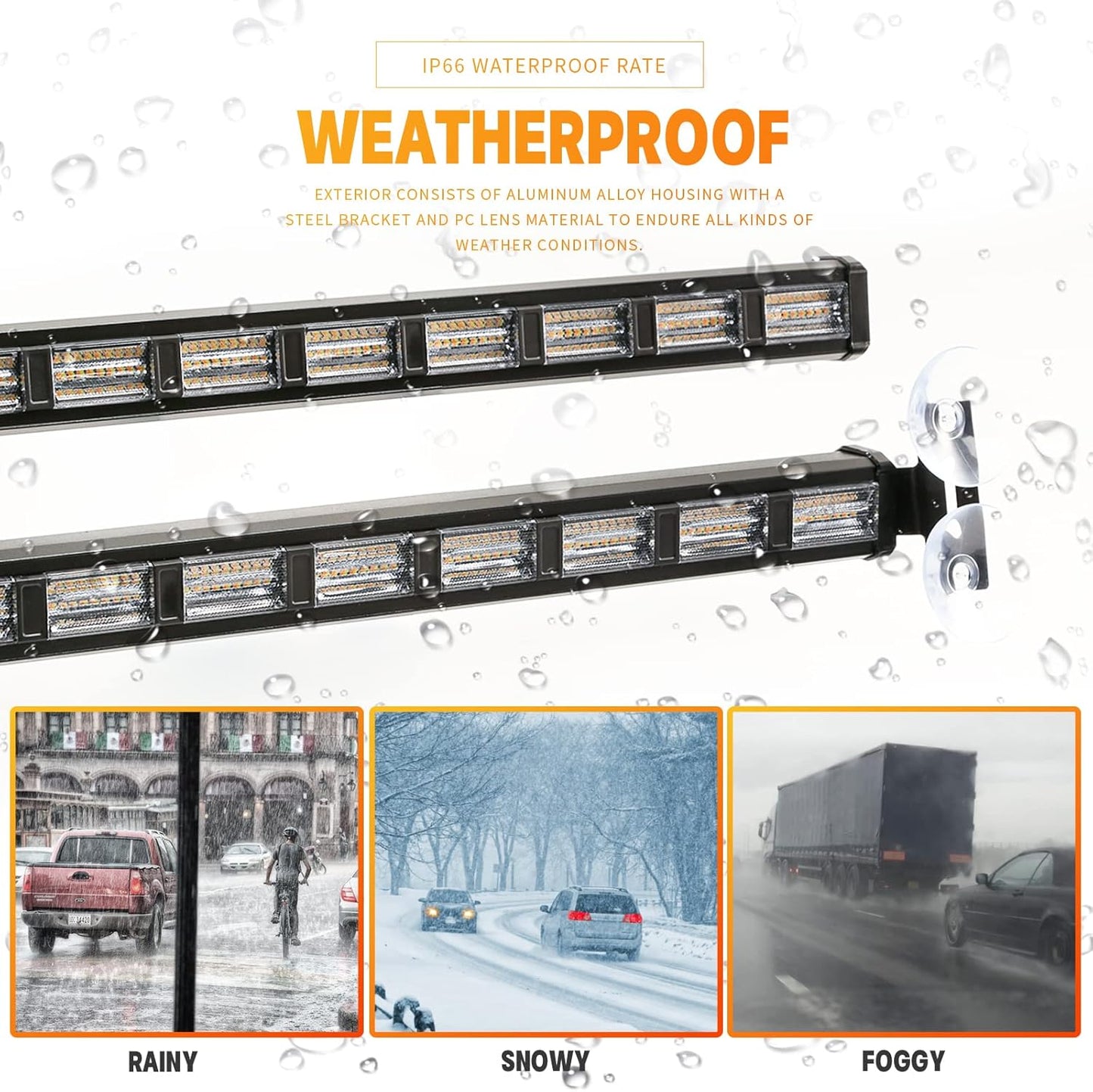 54 LED Emergency Strobe Traffic Advisor Light Bar Amber/White ST21AMBR