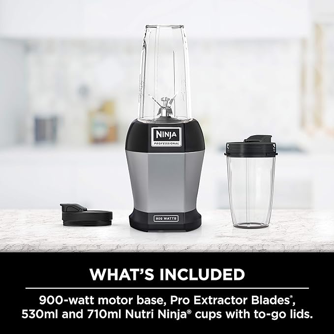 Ninja Nutri Ninja Pro BL450C Personal Blender – 900W Smoothie & Ice Crushing Blender with 18oz & 24oz To-Go Cups