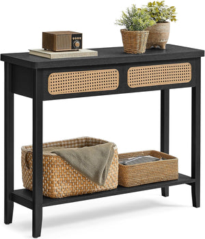 Boho Console Table with Drawers and Storage Shelf, Narrow Entryway Table, Sofa Table for Hallway, Living Room and Bedroom