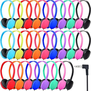 CNSZSLZ 20-Pack Classroom Headphones – USB-C & 3.5mm Wired On-Ear Student Headphones, Assorted Colors
