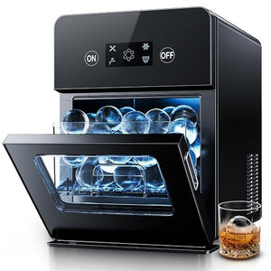 EUHOMY Countertop Sphere Ice Maker – 144 Clear Ice Balls per Day, 4 Ready in 40 Minutes, Self-Cleaning Whiskey Ice Machine