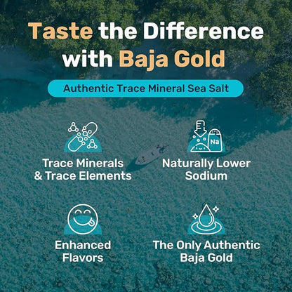 Baja Gold Mineral Sea Salt Fine Grind – Unrefined Additive-Free Cooking Salt, 1 lb Resealable Bag