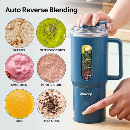 Jooccy 18oz Portable Smoothie Blender – Cordless Rechargeable Personal Blender with Auto-Reverse & Ice Crushing